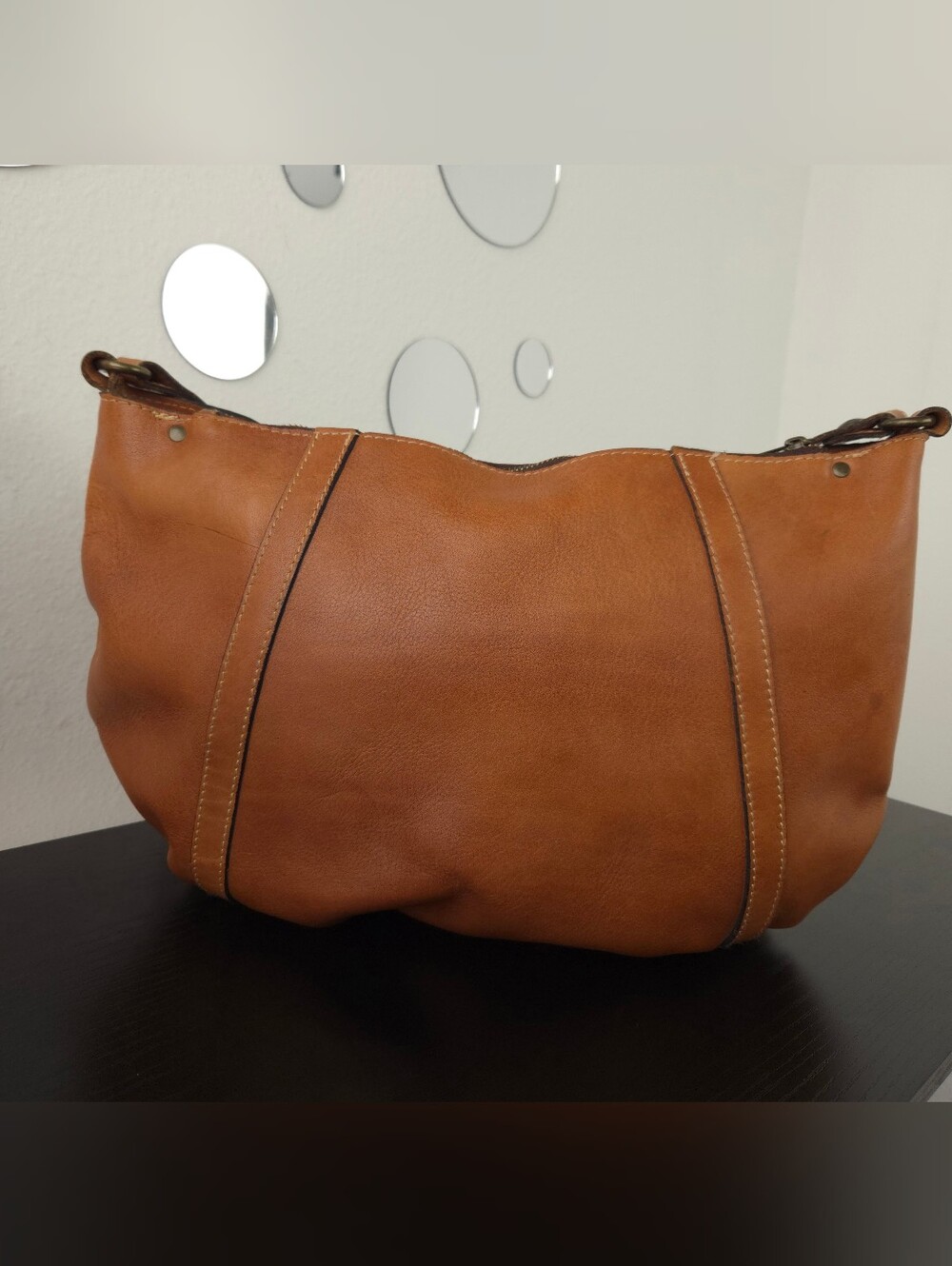 Patricia Nash Riano Tan Italian Leather Hobo Shoulder Bag Distressed Vintage - Picture 6 of 13
